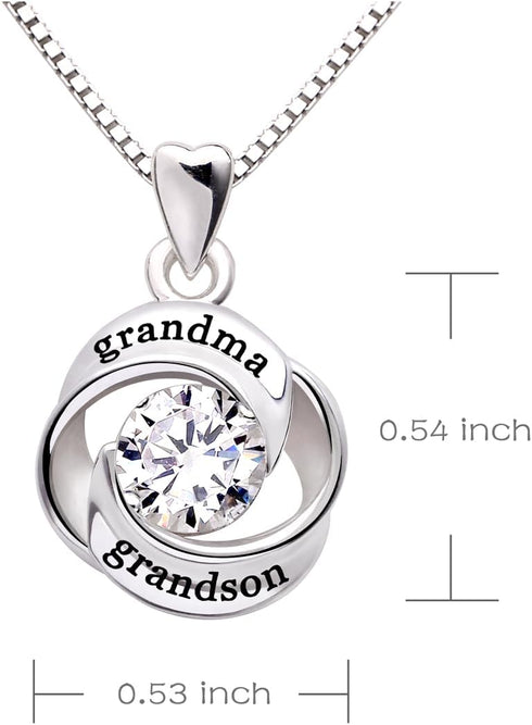 ALOV Jewelry Sterling Silver grandma and grandson Love Heart Cubic Zirconia Pendant Necklace...