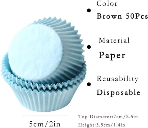 KALAIEN Cupcake Liners Baking Paper Cup Muffin Wrappers for Party 50 Pack (Light Blue)...