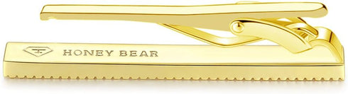 HONEY BEAR Mens Tie Clips Bar Normal Size Steel for Business Wedding Gift 5.4cm...
