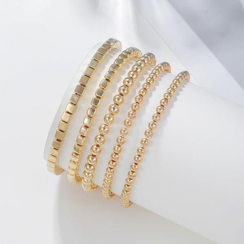 CSIYANJRY99 Silver Beaded Bracelets for Women Gold Stackable Stretch Bead Bracelet Set Beads Bracelet Stack Pack Hand Jewelry...