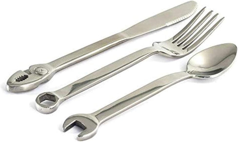 – LARGE 3-piece Silverware Set Tool Fork, Knife and Spoon + Silverware Case Storage - Unique Novelty Flatware & Cutlery Set - Kitchen Utensil Set ...