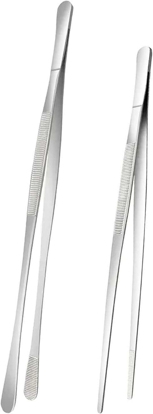 2Pcs Kitchen Tweezers Tongs, Cooking Tweezers, Chef Tweezers Tongs for Cooking, Long Handle Food Tweezers for Plating, Stainless Steel Culinary Tw...
