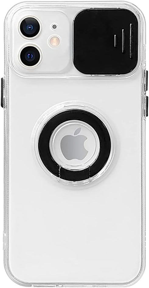 Caseative Candy Color Ring Holder Slide Lens Camera Cover Protection Clear Soft Compatible with iPhone Case (Black,iPhone 11 Pro)...