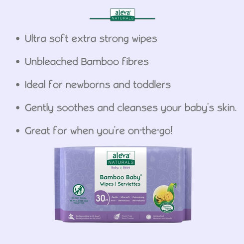 Aleva Naturals Bamboo Baby Travel Wipes - 30ct...