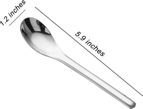 Thick Heavy weight Dinner Soup Spoons,Stainless Steel Tablespoons,Chinese Silver Spoon,Heavy Duty Asian Thick Long Handle Spoons,5.9 inches,Set of...