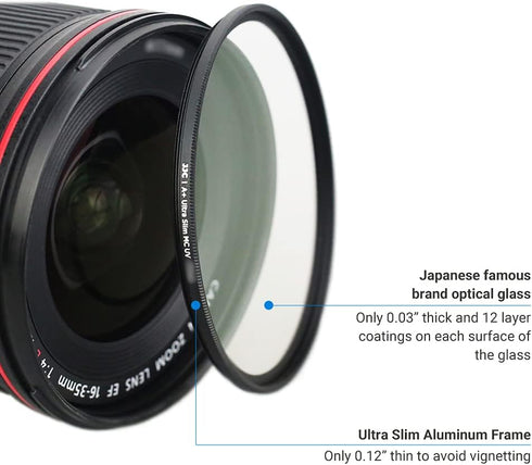 JJC Multi-Coated 82mm UV Filter for Canon EF 16-35mm f/2.8L, EF 24-70mm f/2.8L, Nikon AF-S 24-70mm f/2.8E, Sony FE 16-35mm f/2.8 GM, FE 24-70mm f/...