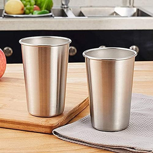 4Pack 6oz Small Stainless Steel Cups, BPA Free Healthy Pint Drinking Cups Metal Drinking Glasses For Kids (Silver, 170ml/6oz)...