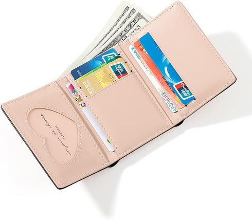 MEISEE Girls Women Wallet Tri-folded flowers Wallet Cash Pocket Card Holder Coin Purse with ID Window elegant youthful and cute...