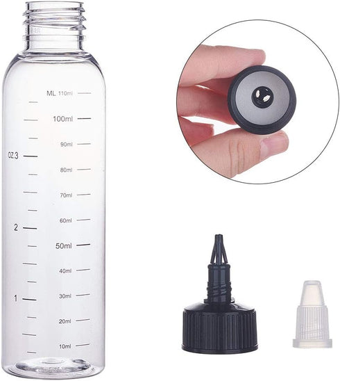 BENECREAT 12 Pack 110ml Transparent Plastic Dispensing Bottle with Twist Cap and Graduated Measurement for Liquids, Inks, Oils, Arts and Crafts...