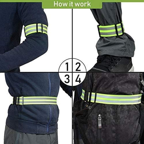 Reflective Running Gear Bands Belt for Night Walking, Reflective Bands for Runners Women Kids Men, Bicycle Pants Cuff Bands Clip, Arm Ankle Leg Sa...