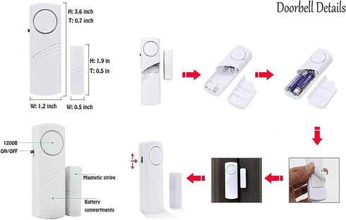 2 Pack Wireless Door Window Alarm, Magnetic Burglar Alert Sensor, Loud Door Alarms for Kids Safety, DIY for Home Security, Office Protection,Shopp...