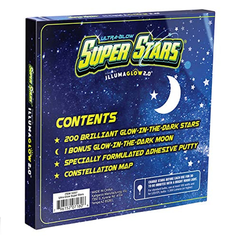 Glow in The Dark Stars - Includes Installation Material and Constellation Guide, 200 Glowstars and Bonus Moon, Only Glow Stars Stickers Powered by...