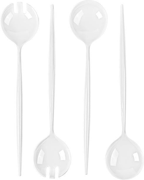 Novelty Servware White Plastic Serving Set - Includes: 2 Serving Spoons, 2 Serving Sporks - Chic Design, Pect for Parties, Events, Wedding, Entert...