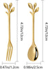 10Pcs Leaf Gold Coffee Spoons and Forks Set, 4.72inch Mini Espresso Tea Stir Spoon for Coffee Bar Charcuterie Board, Stainless Steel Small Dessert...