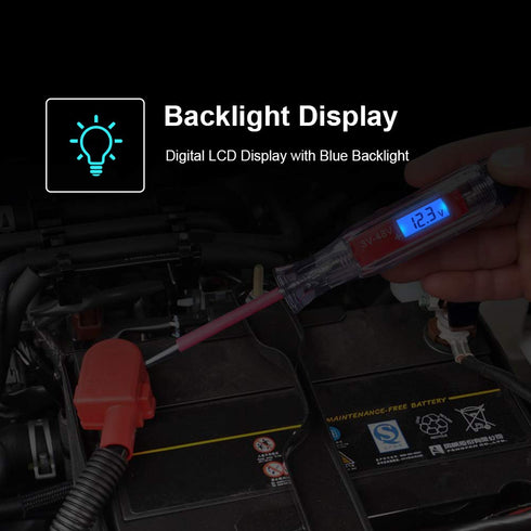 Heavy Duty 3-65V Backlit Digital LCD Circuit Tester, Test Light with 140 Inch Extended Spring Wire, Car Truck Low Voltage & Light Tester with Stai...