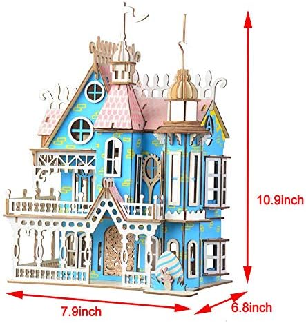 NWFashion Wooden Dream Dollhouse DIY Kits 3D Puzeele for Christmas Party Halloween House (Color Dream House)...