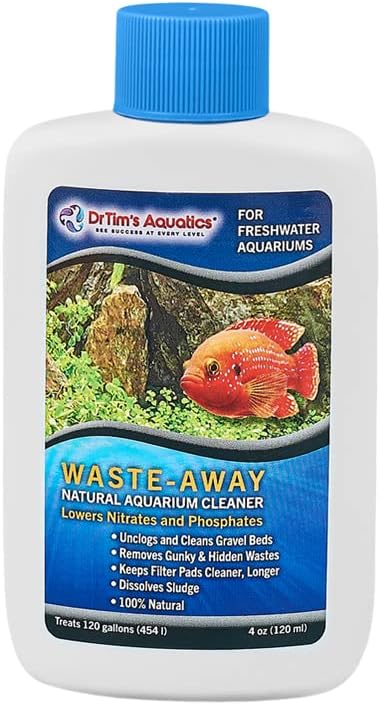 DrTim's Aquatics Freshwater Waste-Away – Natural Fish Tank & Aquarium Waste Management Solution for Dissolving Cleaning Organic Sludge - 4 oz. Tre...