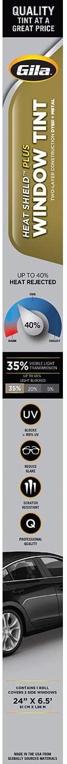 Gila Heat Shield Plus 35% VLT Window Tint, 2ft x 6.5ft...