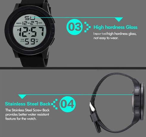 Men's Digital Sports Watch Waterproof Military Outdoor Wrist Watches for Men with LED Backlight Alarm Back Light...