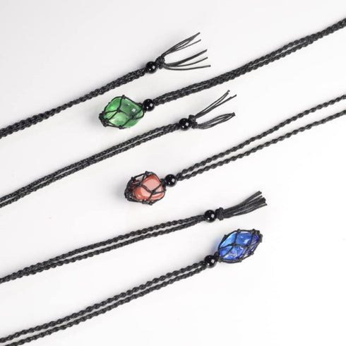 Anjiucc 18 Pieces Black Necklace Cord Empty Stone Holder Empty Necklace Holder Adjustable Cord Cage for DIY Jewelry Making Accessories...