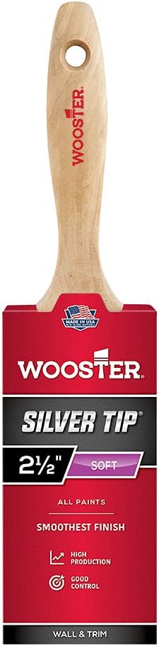 Wooster Brush 5222-2 1/2 Tip Paintbrush, 2.5 Inch, White,Silver...