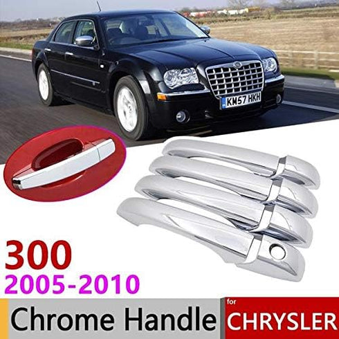 Signature Triple Chrome Plated Side Door Handle Cover Overlay Compatible with 300/300C 200 Avenger Caliber Journey Grand Caravan Magnum Grand Cher...