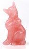 AITELEI Natural Hand Carved Pink Rose Quartz Fox Statue Charm Good Luck Grouding Stone Protection for Home Decora...