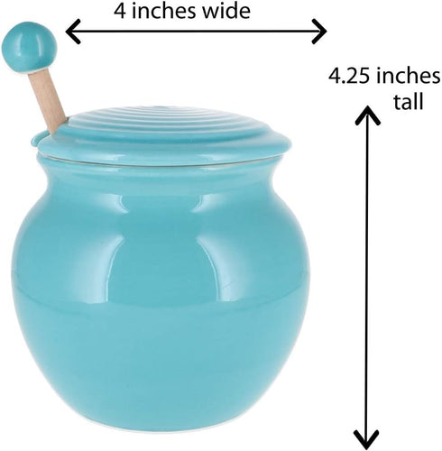 Cottage Creek Honey Jar Honey Keeper, Porcelain Honey Pot with Lid and Wooden Honey Dipper, Honey Storage Container...