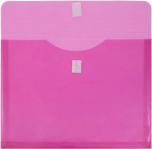 JAM PAPER Plastic Expansion Envelopes with Hook & Loop Closure - Letter Booklet - 9 3/4 x 13 with 1 Inch Expansion - Fuchsia Pink - 3/Pack...