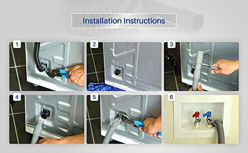 K&J 6ft Heavy-Duty Washing Machine Drain Hose with Clamp, Fits 1-1/4" Outlets