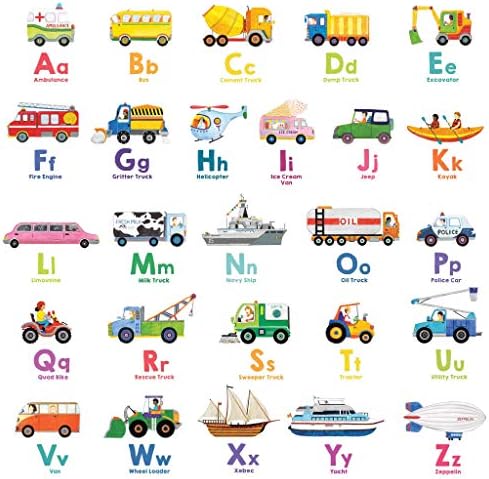 DECOWALL DS8-2005N Transport Alphabet Kids Wall Stickers Wall Decals Peel and Stick Removable Wall Stickers for Kids Nursery Bedroom Living Room...