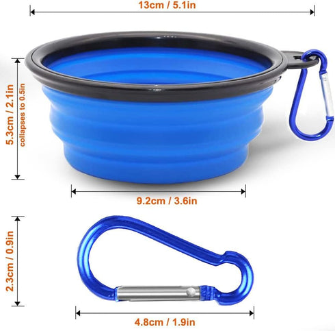 Collapsible Dog Bowl, 4 Pcs Collapsible Dog Water Bowls for Dogs Cats, Portable Pet Feeding Watering Dish for Walking Parking Traveling with Carab...