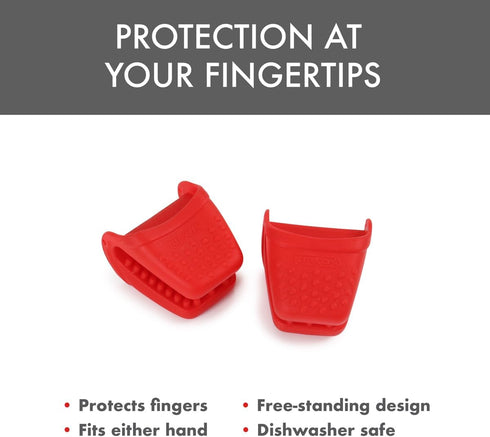 Dexas Micromitt Silicone Oven Mitts - Heat Resistant to 450°F, Set of 2, Dishwasher Safe, Non-Slip Grip, Red...