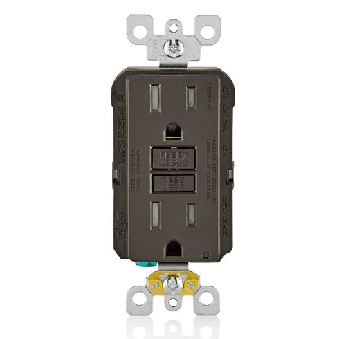 Leviton GFCI Outlet, 15 Amp, Self Test, Tamper-Resistant with LED Indicator Light, Protection from Electric Shock and Electrocution, GFTR1, Brown...