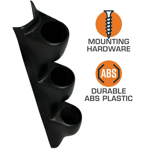 GlowShift Universal Black Triple Pillar Gauge Pod - Fits Any Make/Model - ABS Plastic - Mounts (3) 2-1/16" (52mm) Gauges to Vehicle's A-Pillar...