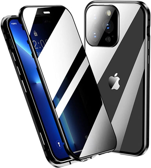 Anti-Peeping Case for iPhone 15 Pro 360° Full Body Privacy Screen Protector Camera Lens Protector Clear Double Sided Tempered Glass Magnetic Metal...