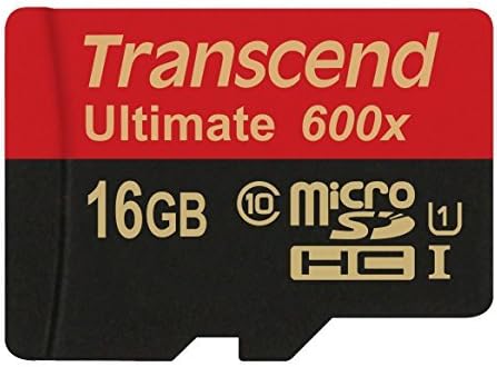 Transcend 16 GB MicroSDHC Class 10 UHS-I Memory Card with Adapter 90 Mb/s (TS16GUSDHC10U1)...