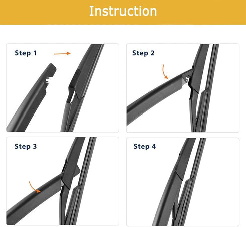 Unifizz Rear Windshield Wiper Blade Arm Set Fit for Fiat 500 2007-2019 Black 295mm 12 Inch...