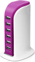 6-Port USB Wall Charger Desktop Charging Station Quick Charge 2.1,Compatible with iPhone iPad Cell Phone Tablets(Rose red)...