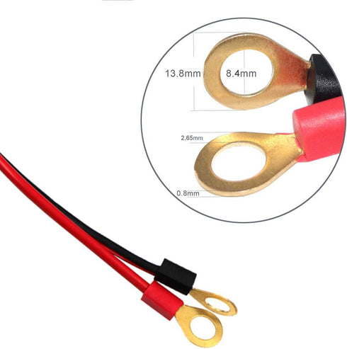KUNCAN Alligator Clips Battery Terminals - Battery Alligator Clips to O Ring Terminal Harness Wire 2 Pin Lug Cable 16AWG, Eyelet Terminal Harness ...