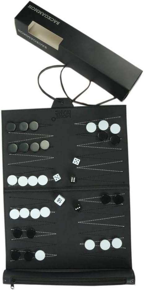 Travel Backgammon Set, Classic Board Game Travel with Leather Make Board, Gift Package, Portable Travel Strategy Backgammon Game Set for Adults, K...