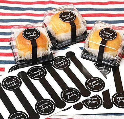 200Pcs (20 Sheets) Cute Hand Made Self-Adhesive Stickers Food Retail Package Seal Self Adhesive Paper Sticker Decorative Labels for Handmade Bakin...