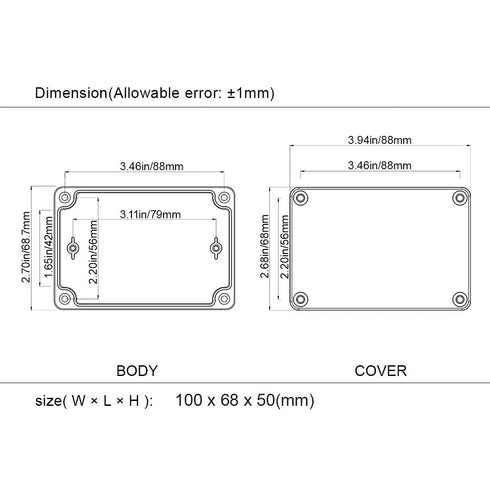 LeMotech Junction Box IP65 Waterproof Project Box Dustproof ABS Plastic Electrical Boxes Universal Enclosure for Electronic Black 3.93x 2.68x 1.97...