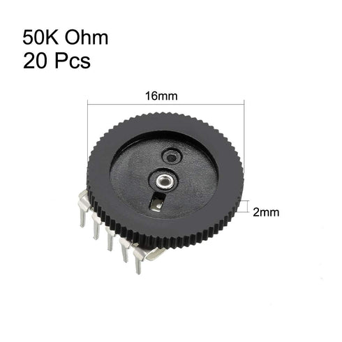 uxcell 50K Ohm Dial Wheel Potentiometer for Audio Stereo Volume Switch Control 16x2mm 20Pcs...