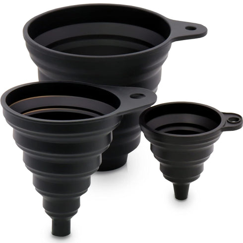3 Sizes of Kitchen Funnel Set, Food Grade Funnels for Filling Bottles, Premium Silicone Collapsible Funnel for Transferring Liquid, Powder Transfe...