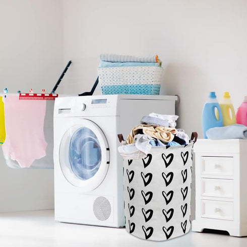 Toy Large Storage Bin-Cotton Storage Basket-Round Gift Basket with Handles for Toys,Laundry,Baby Nursery(Love Heart)...