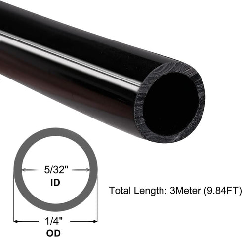 QuQuyi 5/32" (4mm) ID x 1/4" OD Silicone Vacuum Tubing Hose Black High Temperature Food Grade Pure Silicon Tube Air Hose Water Pipe for Pump Trans...