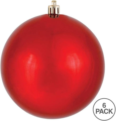 Vickerman 4" Red Shiny Ball UV Drilled 6/Bag...