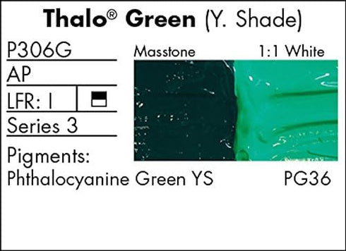 Grumbacher Pre-Tested Oil Paint, 37ml/1.25 Ounce, Thalo Green (Yellow Shade) (P306G)...