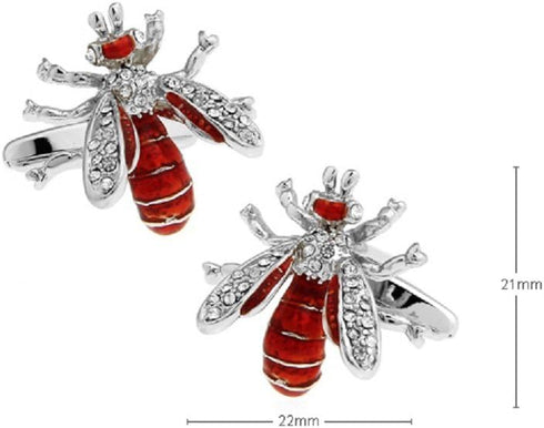 Hornet Wasp Bee Pair Cufflinks in a Presentation Gift Box & Polishing Cloth...